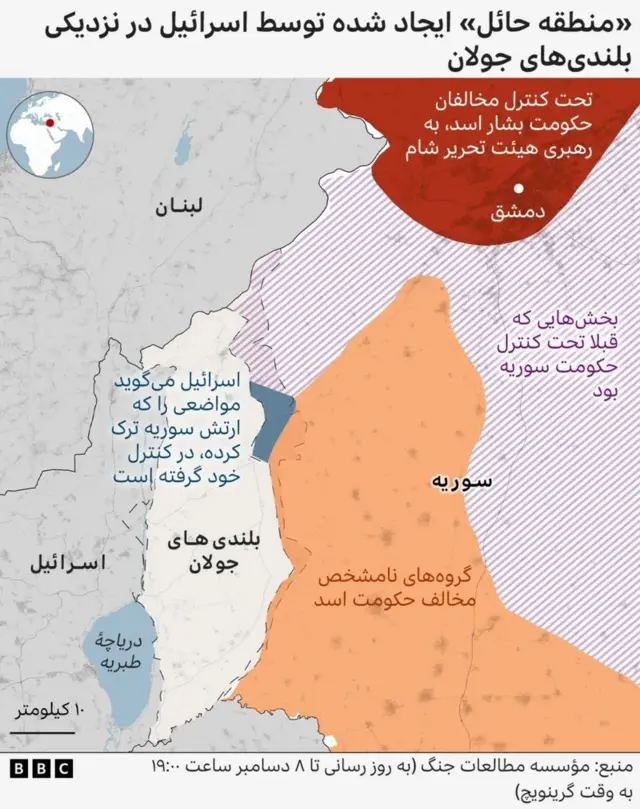 اسرائیل علاوه بر حملات هوایی، بخش‌هایی از خاک سوریه را هم تصرف کرده است