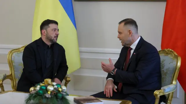 Зустріч Володимира Зеленського і Кароля Навроцького у Варшаві 19 грудня