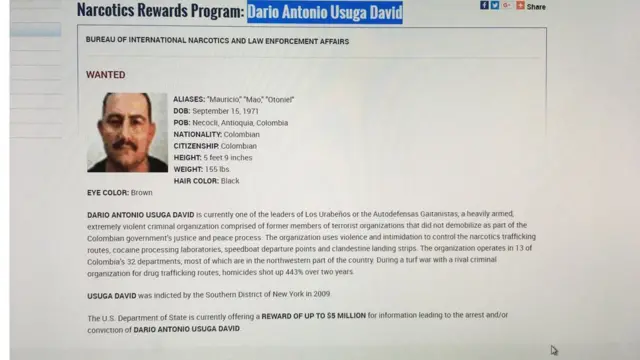 กระทรวงต่างประเทศตั้งรางวัลนำจับดาริโอ อูซูกาในหน้าหนึ่งของเว็บไซต์กระทรวง