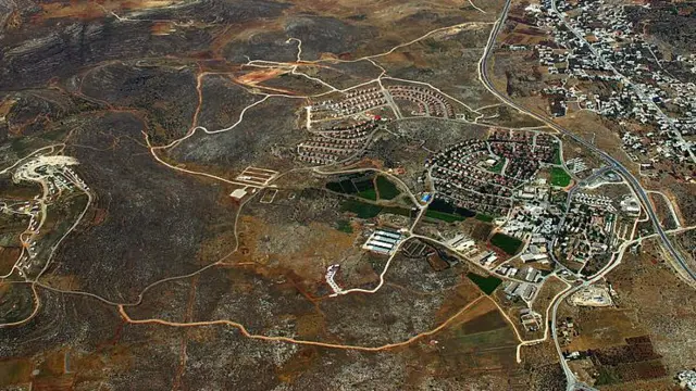 আকাশ থেকে তোলা পশ্চিম তীরের একটি আউটপোস্টের ছবি