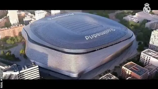 An aerial shot of how Real Madrid's Bernabeu stadium will look after it has been renovated