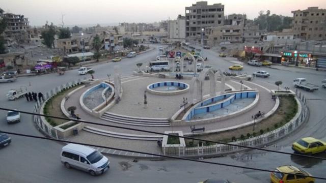 دوار النعيم في الرقة، الساحة التي كانت تنفذ فيها داعش الإعدامات عندما اتخذتها معقلاً رئيسياً لها