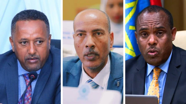 የአዲስ አበባ ምክትል ከንቲባ ጃንጥራር አባይ (ግራ) ዘንድሮ የሚወዳደሩት አማራ ክልል ሲሆን የቀድሞ ከተማዋ ሰላም እና ጸጥታ ቢሮ ኃላፊ ቀነዓ ያደታም በኦሮሚያ ክልል እጩ ሆነዋል። ዶ/ር ሲሳይ መንግሥቴ (መሀል) የእጩዎች ዝርዝር ውስጥ አልተካተቱም