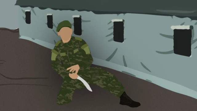 खुकुरी बोकेका र सैनिक पोसाक लगाएका एक व्यक्तिको प्रतीकात्मक तस्बिर