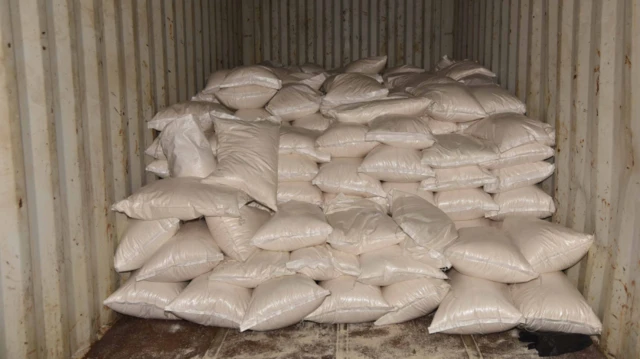 Sacks of gari powder wit drugs hidden in dem 