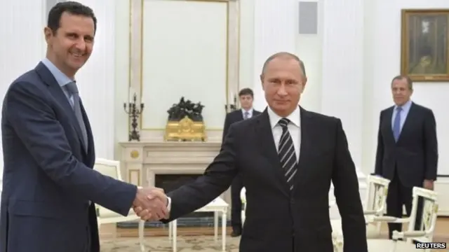 रशियाचे अध्यक्ष व्लादिमिर पुतिन आणि सीरियाचे अध्यक्ष बशर-अल-असाद