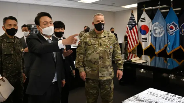 지난 4월 평택 캠프 험프리스 방문한 윤석열 대통령 당선인