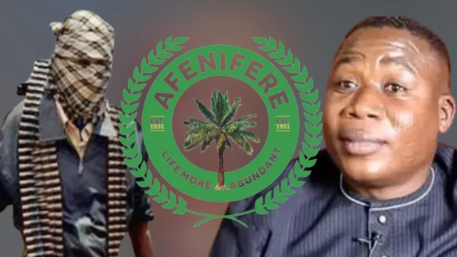 Aworan agbebọn, asia egbẹ Afenifere ati Sunday Igboho ti a to papọ