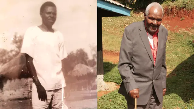 Composite of Wambugu wa Nyingi now and as a young man
