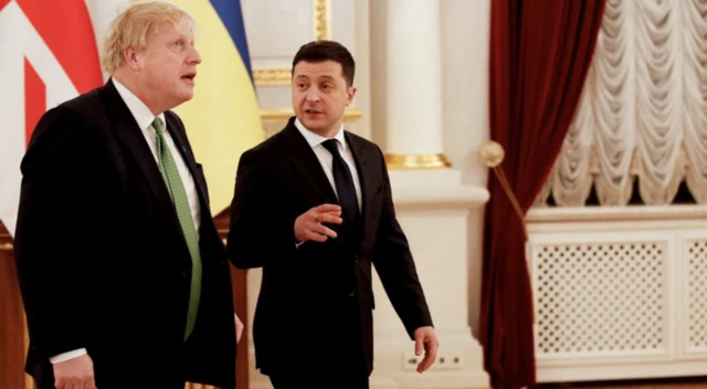 Boris Johnson met Volodymyr Zelensky in Kyiv on 1 February 2022