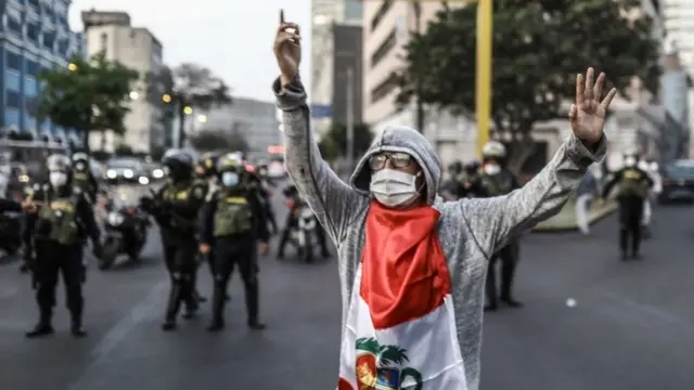 Manifestante no Peru