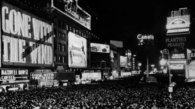 Fin de año en Times Square, Nueva York, en 1939