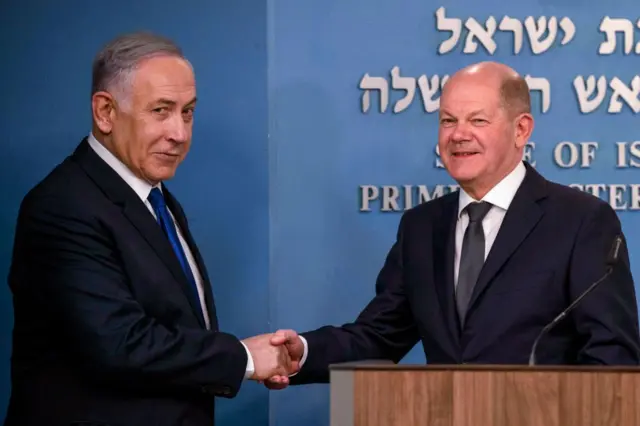 Netanyahu ve Scholz görüşme sonrası ortak basın toplantısı düzenledi 