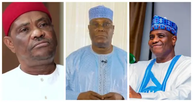 aworan wike, atiku ati Tambuwal