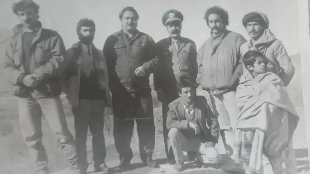 مرتضی بایقرا، رضا بایقرا و فقیر قوی‌دل در جریان فلم‌برداری یک فیلم ناتمام از موسی رادمنش- کابل، ۱۳۶۲.