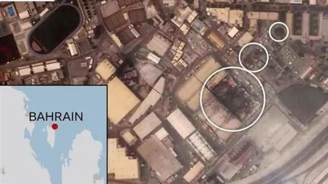 ਬਹਿਰੀਨ ਸਥਿਤ ਅਮਰੀਕੀ ਫੌਜੀ ਨੇਵੀ ਅੱਡੇ ਤੋਂ ਉੱਠਦਾ ਧੂੰਆਂ