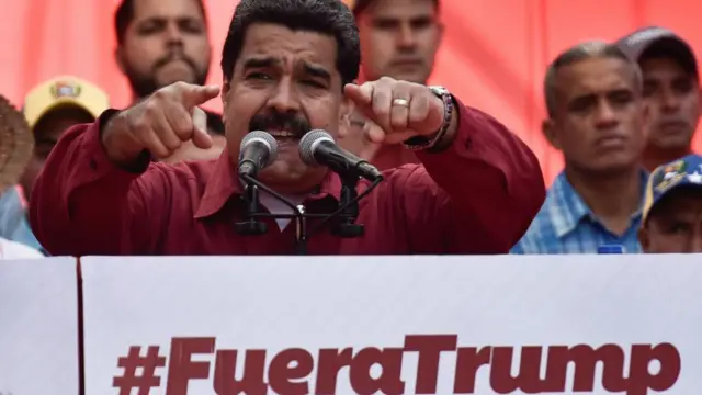 Nicolás Maduro en un discurso contra Trump en medio de la crisis política y social de 2017.