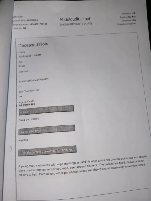 Oju ewe to kede esi ayẹwo oku Jimoh Olatunji ree