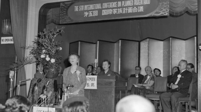 Sanger speaking at the fifth International Birth Control Conference held in Tokyo