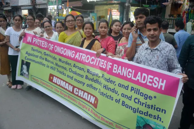 বাংলাদেশে হিন্দুদের ওপর নির্যাতনের বিরুদ্ধে ভারতে প্রতিবাদ। শিলিগুড়ি, ৪ অক্টোবর