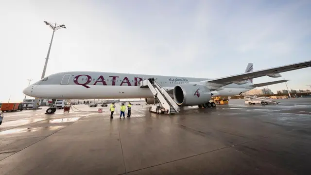 Un avión de la compañía Qatar Airways
