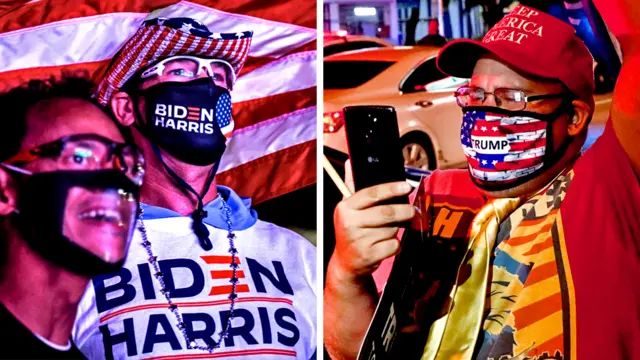 Trump and Biden supporters