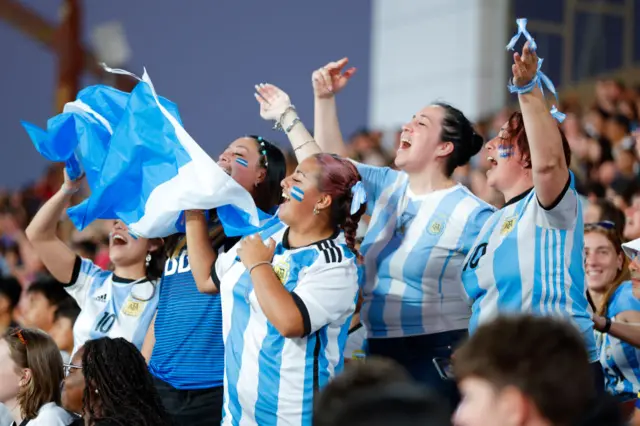 Aficionadas argentinas en Nueva Zelanda.