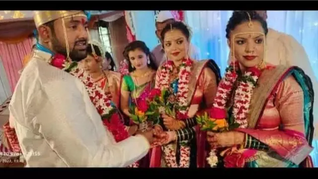 सोलापुर के युवक अतुल ने मुंबई की दो जुड़वा बहनों से की है शादी