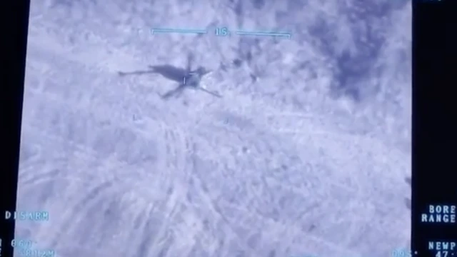 Ukrayna'nın Türkiye yapımı İHA ile Rus destekli ayrılıkçıları vurduğunu iddia ettiği videodan görüntü.