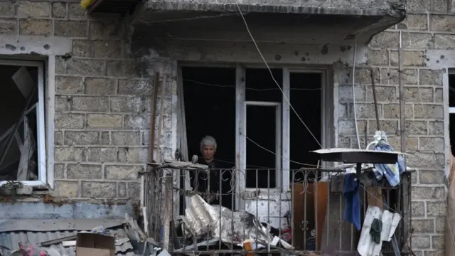 Dağlık Karabağ yönetiminin Azerbaycan'ı bombalamakla suçladığı Stepanakert kentinden bir kare