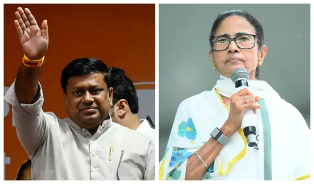 মালদা জেলায় এসআইআর বিক্ষোভ নিয়ে মন্তব্য করেছেন মমতা ব্যানার্জী (ডানে) আর বিজেপি নেতা সুকান্ত মজুমদার (বাঁয়ে)