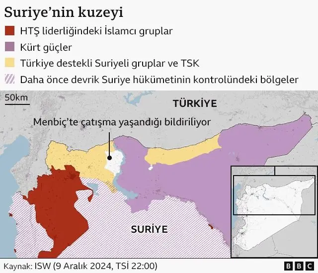 Suriye'nin kuzeyinde kontrol sahaları