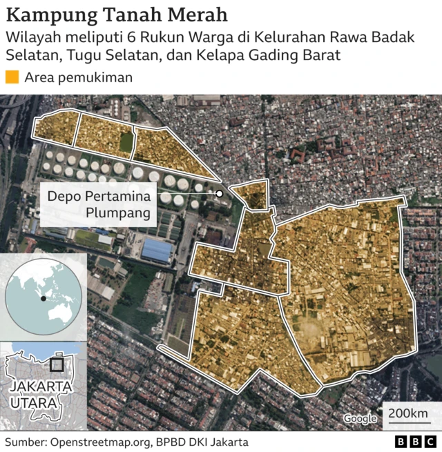 Peta permukiman Kampung Tanah Merah