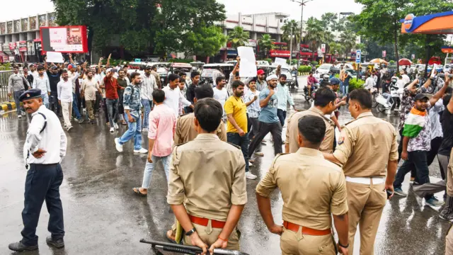 উত্তর প্রদেশের লক্ষ্ণৌতে ২৫শে জুলাই হওয়া একটি ছাত্র বিক্ষোভে পুলিশি মোতায়েন