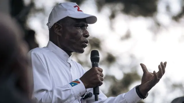Congolese presidential candidate Martin Fayulu give speech during one campaign rally for Goma, eastern Democratic Republic of Congo, on November 30, 2023.