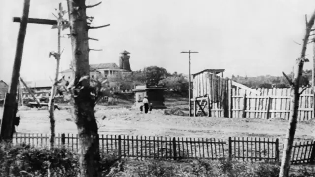 за забором - трудовый лагерь в Биробиджане, 1954 год