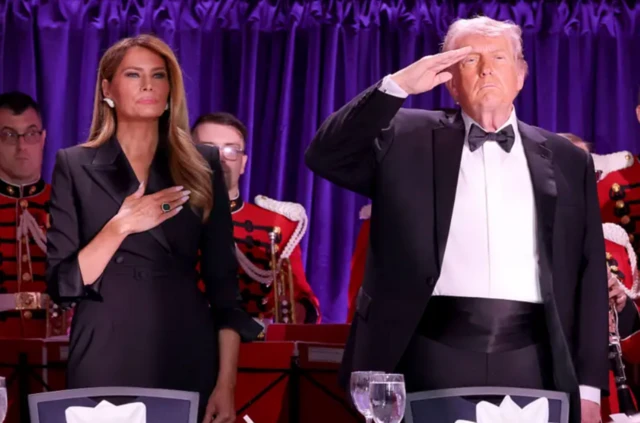 ਡਿਨਰ ਵਿੱਚ ਸ਼ਾਮਲ ਹੋਣ ਦੌਰਾਨ ਟਰੰਪ ਅਤੇ ਉਨ੍ਹਾਂ ਦੇ ਪਤਨੀ ਮੇਲਾਨੀਆ ਦੀ ਤਸਵੀਰ