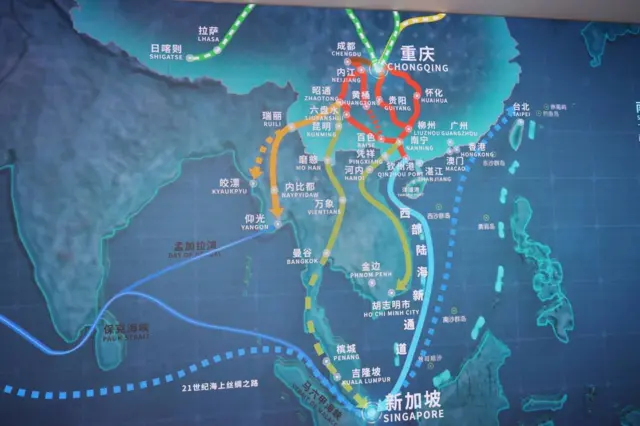 ဗိုလ်ချုပ်မှူးကြီးမင်းအောင်လှိုင်ရဲ့ ခရီးစဉ်မှာ တရုတ်ဘက်က ပြသခဲ့တဲ့ ရပ်ဝန်းလမ်းကြောင်း မြေပုံ