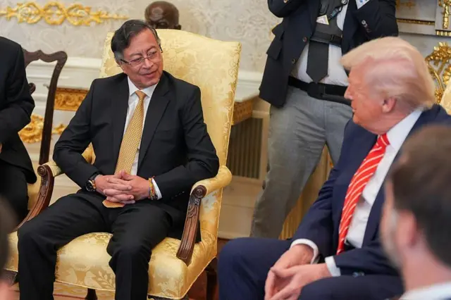 Gustavo Petro y Donald Trump en la Casa Blanca en febrero de 2026