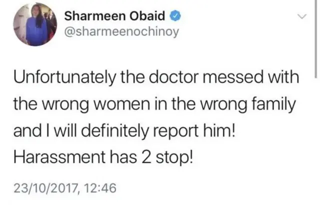 शरमीन ओबेद-चिनॉय का ट्वीट