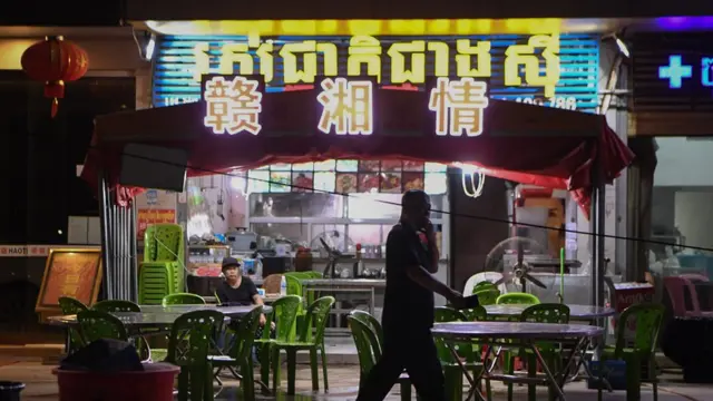 柬埔寨西哈努克市（西港）一家中餐館（資料圖片）