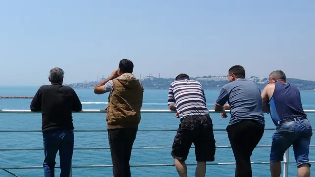 Truckers on board a ferry