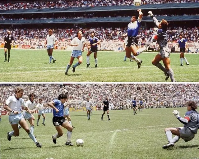 Diego Maradona's two goals against England at the 1986 World Cup