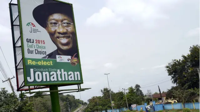 Campaign billboard of Goodluck Jonathan before di 2015 general election for Nigeria