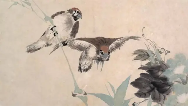 बहुत से चीनी कलाकारों ने गौरैया को अपने चित्रों में भी दर्शाया है