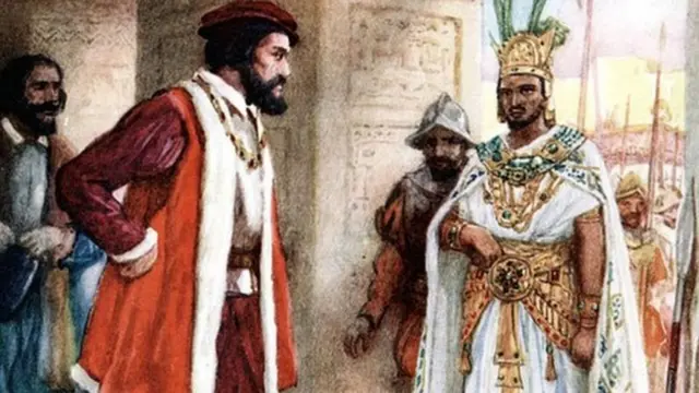 Hernán Cortés e Montezuma 2º 