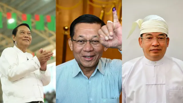 ကြံ့ခိုင်ရေးပါတီဥက္ကဋ္ဌ ဦးခင်ရီ၊ဗိုလ်ချုပ်မှူးကြီးမင်းအောင်လှိုင်နဲ့ စစ်ကော်မရှင်ရဲ့ဝန်ကြီးချုပ် ဦးညိုစော