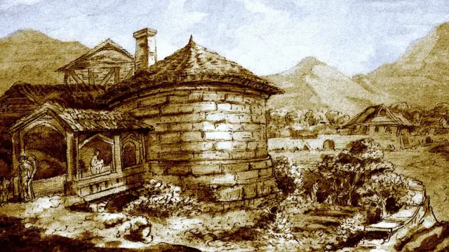 Bosquejo de Goethe de la Torre Loberthor en Jena, Turingia