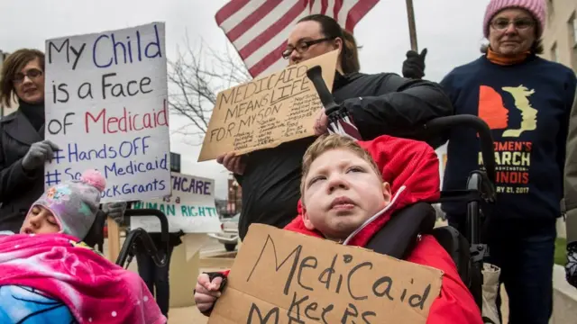 Supporters of the Affordable Care Act at a protest