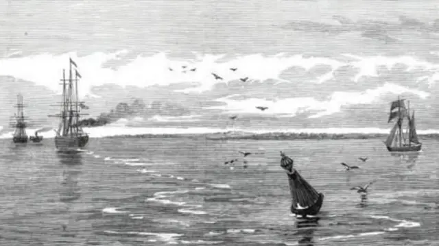 సర్ జాన్ లారెన్స్ ఓడ మునిగిపోయిన సాగర్ ద్వీపం వద్ద లైట్ హౌస్ చిత్రం 